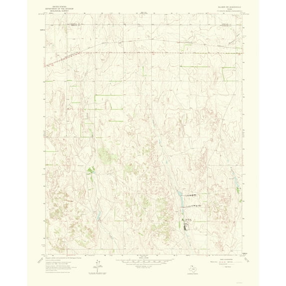 Topographical Map - Allison Texas Southwest Quad - USGS 1969 - Vintage Wall Art