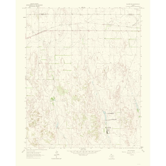 Topographical Map - Allison Texas Southwest Quad - USGS 1969 - 23 x 28.32 - Vintage Wall Art