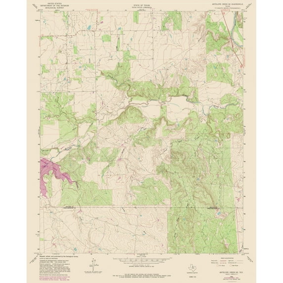 Topographical Map - Antelope Creek Texas North East Quad - USGS 1962 - 23 x 28.35 - Vintage Wall Art