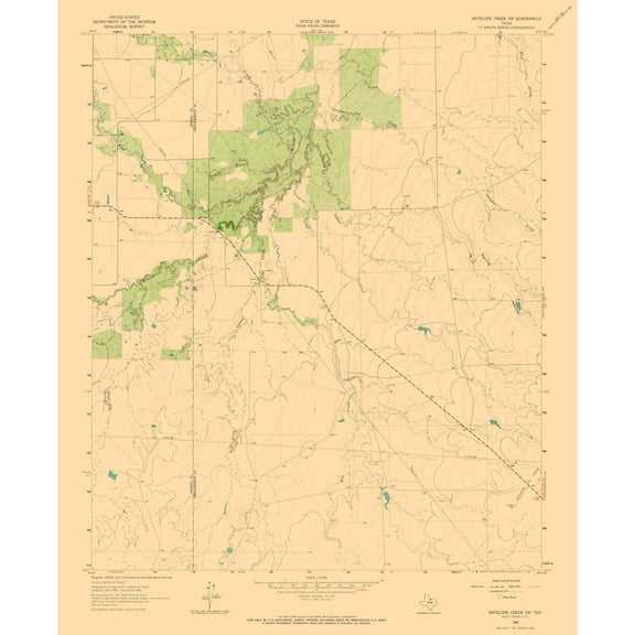 Topographical Map - Antelope Creek Texas South West Quad - USGS 1962 - 23 x 28.11 - Vintage Wall Art