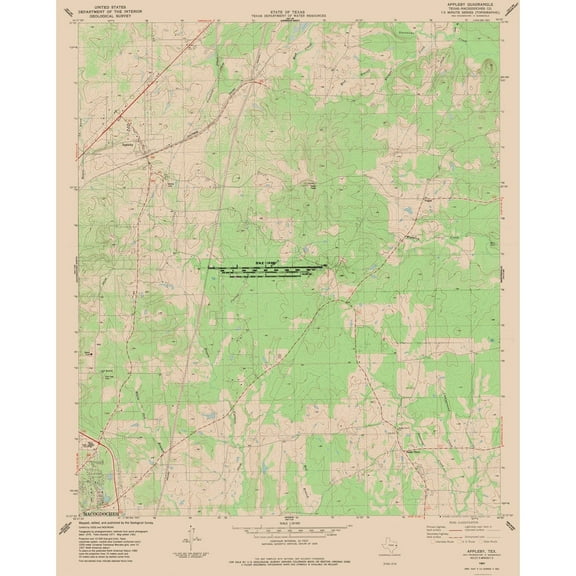 Topographical Map - Appleby Texas Quad - USGS 1983 - 23 x 28.58 - Vintage Wall Art