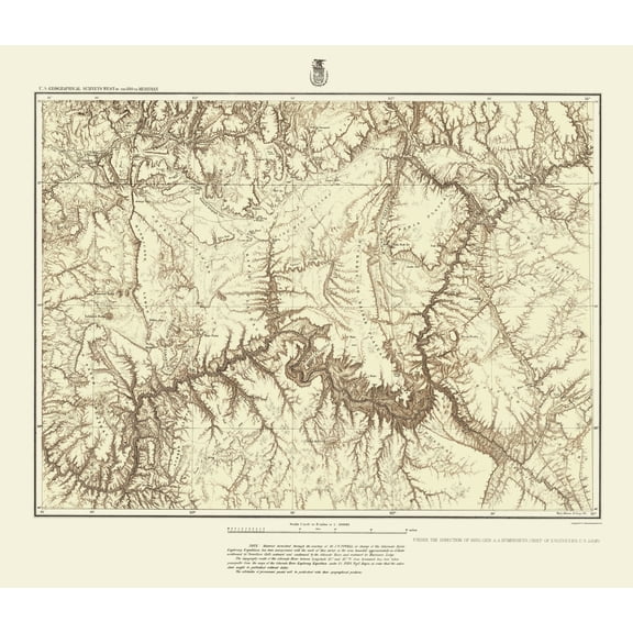 Topographical Map - Arizona Northern Utah Southern Geographical - US Army 1873