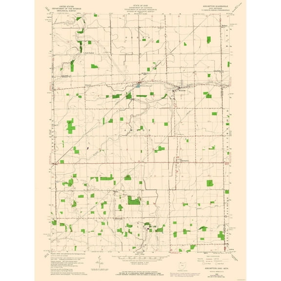 Topographical Map - Assumption Ohio Quad - USGS 1960 - 23 x 30.52 - Vintage Wall Art
