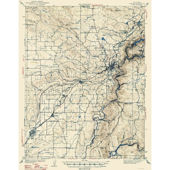 Topographical Map - Auburn California Quad - USGS 1941 - 23 x 29.39 - Vintage Wall Art