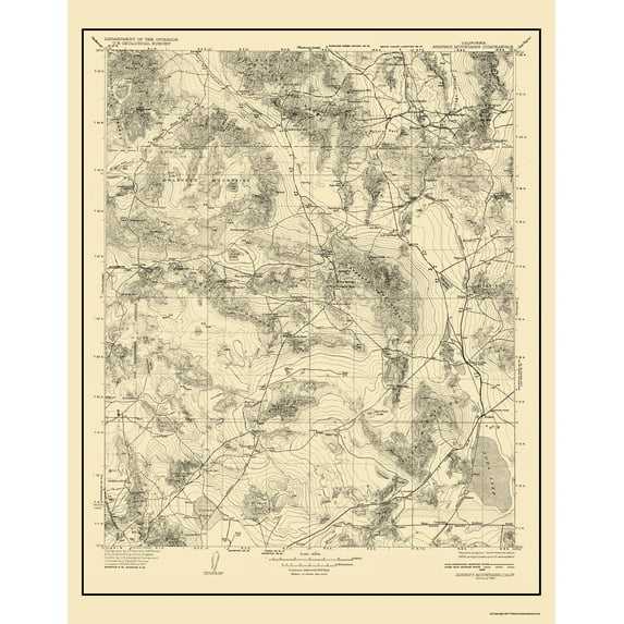 Topographical Map - Avawatz California Quad - USGS 1933 - Vintage Wall Art