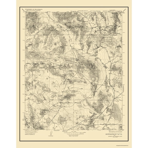 Topographical Map - Avawatz California Quad - USGS 1933 - Vintage Wall Art