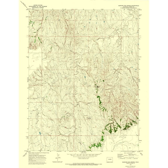 Topographical Map - Barking Dog Spring Colorado Quad - USGS 1970 - 23 x 29.66 - Vintage Wall Art