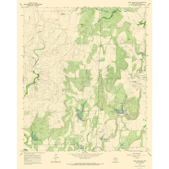 Topographical Map - Bead Mountain Texas Quad - USGS 1967 - 23 x 28.73 - Vintage Wall Art