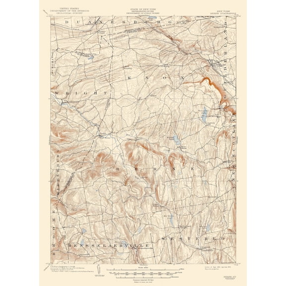 Topographical Map - Berne New York Quad - USGS 1903 - 23 x 31.68 - Vintage Wall Art