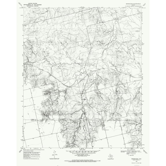 Topographical Map - Bernecker Texas Quad - USGS 1969 - 23 x 28.71 - Vintage Wall Art