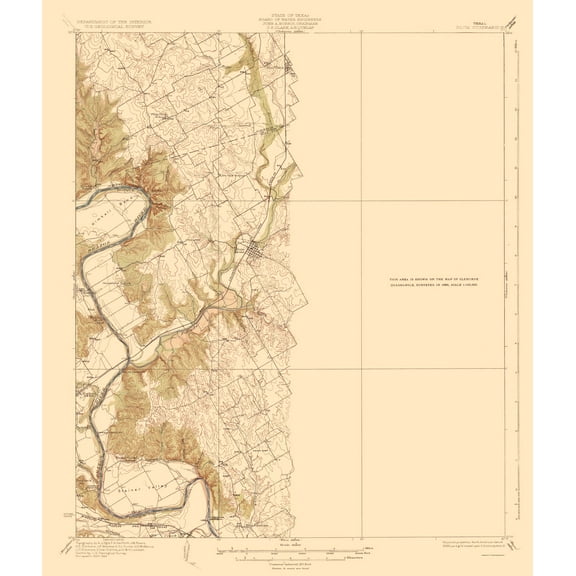 Topographical Map - Blum Texas Quad - USGS 1889 - 23 x 26.95 - Vintage Wall Art