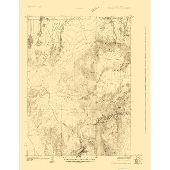 Topographical Map - Boulder Canyon Nevada Arizona Quad - USGS 1926 - 23 x 29.76 - Vintage Wall Art