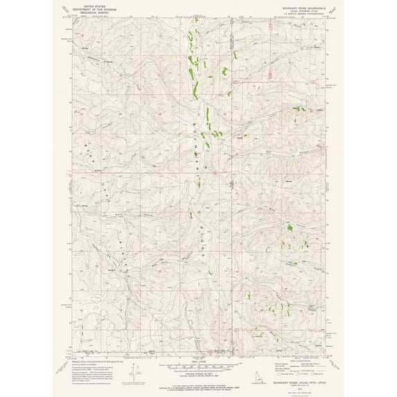 Topographical Map - Boundary Ridge Idaho Quad - USGS 1970 - 23 x 31.34 - Vintage Wall Art