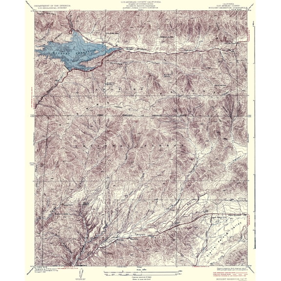 Topographical Map - Bouquet Reservoir California Quad - USGS 1937 - Vintage Wall Art