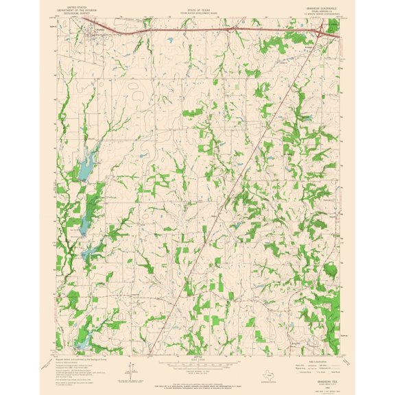 Topographical Map - Brashear Texas Quad - USGS 1962 - Vintage Wall Art