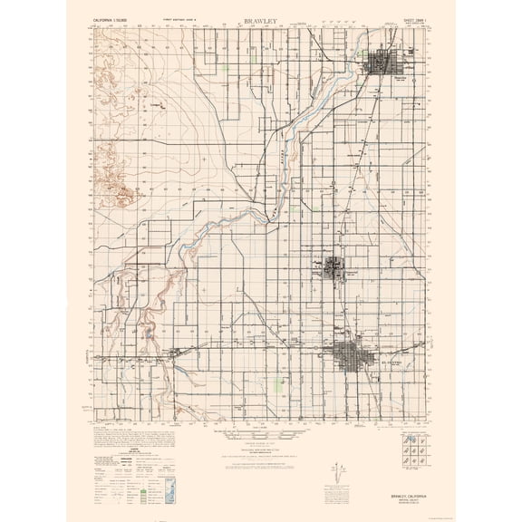 Topographical Map - Brawley Sheet - US Army 1944 - Vintage Wall Art