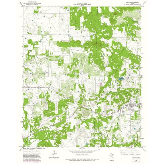 Topographical Map - Bryson Texas Quad - USGS 1964 - Vintage Wall Art