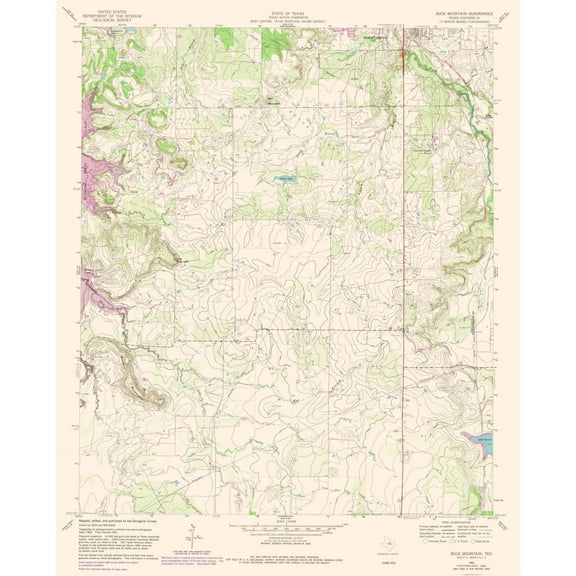 Topographical Map - Buck Mountain Texas Quad - USGS 1961 - 23 x 28.52 - Vintage Wall Art