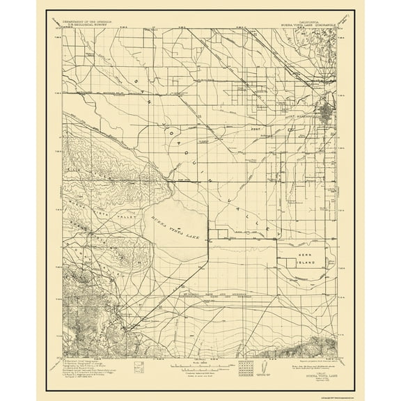 Topographical Map - Buena Vista Lake California Quad - USGS 1912 - 23 x 28.06 - Vintage Wall Art