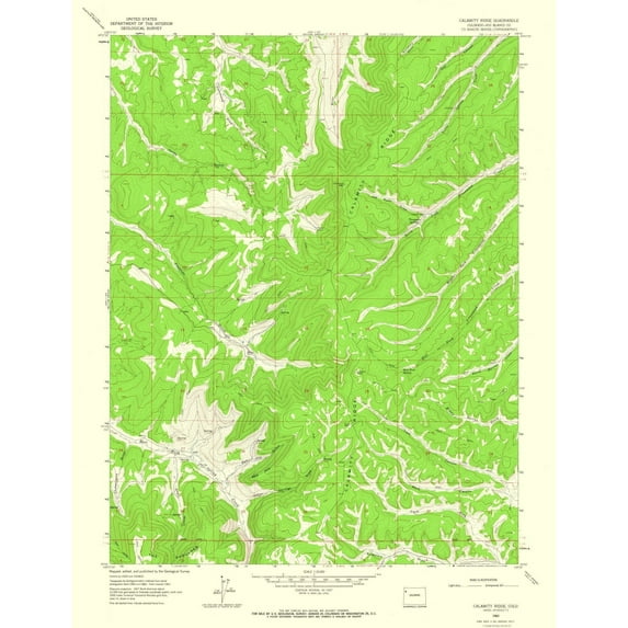 Topographical Map - Calamity Ridge Colorado Quad - USGS 1962 - Vintage Wall Art