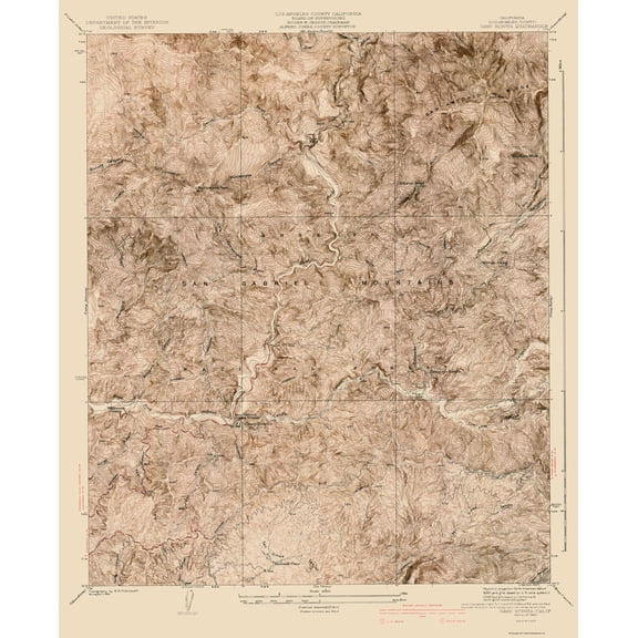 Topographical Map - Camp Bonita California Quad - USGS 1940 - Vintage Wall Art