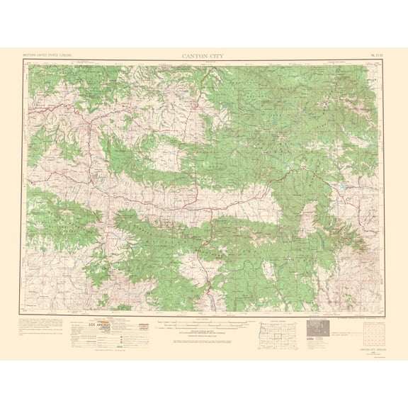 Topographical Map - Canyon City Oregon Quad - USGS 1966 - 23 x 29.95 - Vintage Wall Art