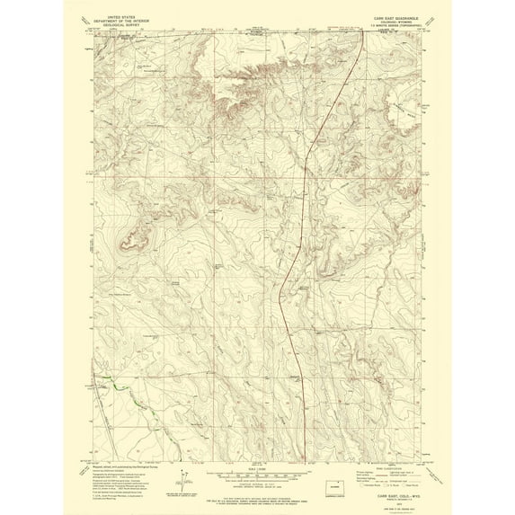 Topographical Map - Carr East Colorado Quad - USGS 1972 - Vintage Wall Art