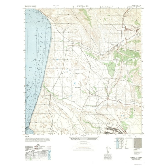 Topographical Map - Casmalia Sheet - US Army 1947 - 23 x 30.79 - Vintage Wall Art