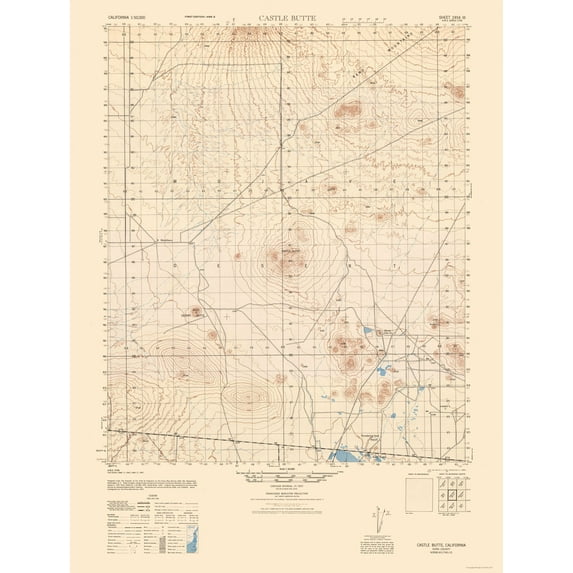 Topographical Map - Castle Butte Sheet - US Army 1943 - Vintage Wall Art