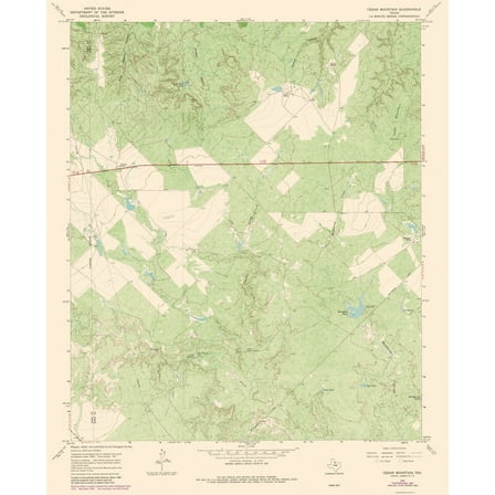 Topographical Map - Cedar Mountain Texas Quad - USGS 1981 - 23 x 28.30 - Vintage Wall Art