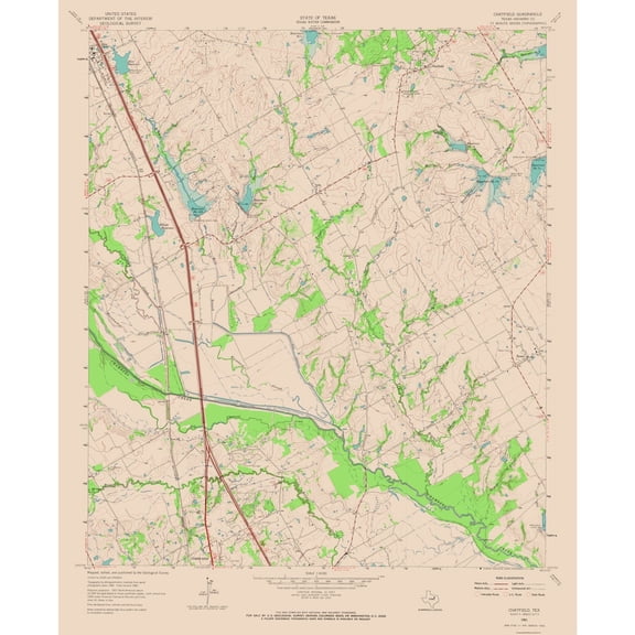 Topographical Map - Chatfield Texas Quad - USGS 1961 - 23 x 28.16 - Vintage Wall Art