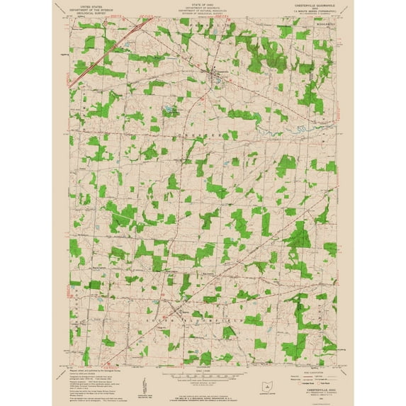 Topographical Map - Chesterville Ohio Quad - USGS 1961 - 23 x 30.91 - Vintage Wall Art