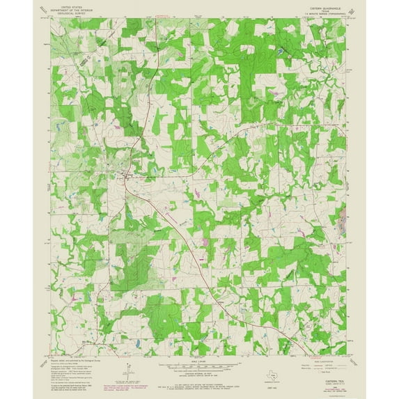 Topographical Map - Cistern Texas Quad - USGS 1981 - Vintage Wall Art