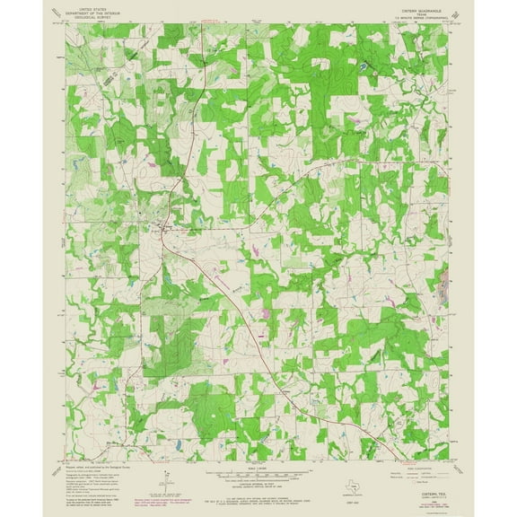 Topographical Map - Cistern Texas Quad - USGS 1981 - 23 x 27.54 - Vintage Wall Art