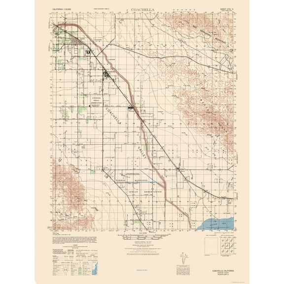 Topographical Map - Coachella Sheet - US Army 1943 - Vintage Wall Art