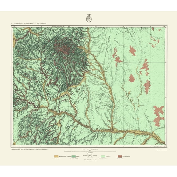 Topographical Map - Colorado Central Land Classification Sheet - US Army 1878 - 23 x 26.33 - Vintage Wall Art