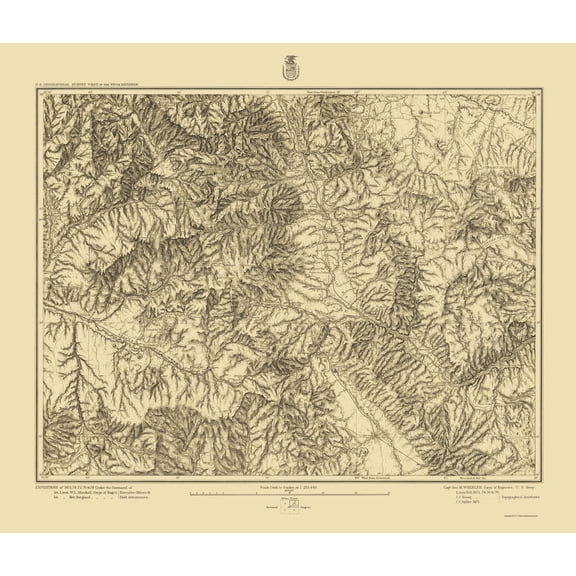Topographical Map - Colorado Central Sheet - US Army 1879 - Vintage Wall Art
