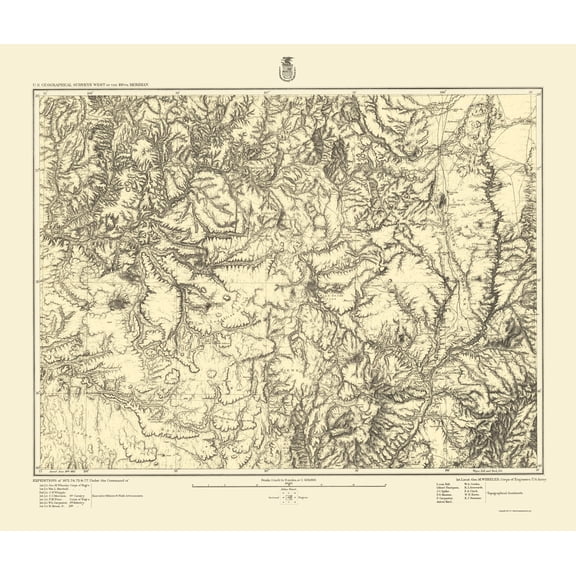 Topographical Map - Colorado New Mexico Sheet - US Army 1882 - Vintage Wall Art