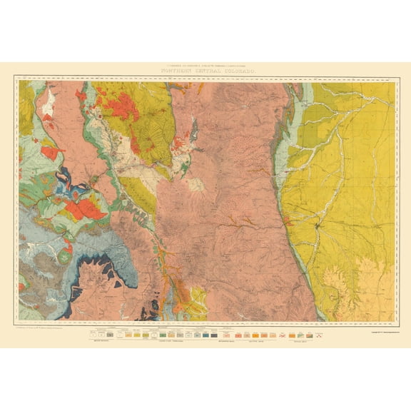 Topographical Map - Colorado North Central Economic - USGS 1881 - 23 x 32.96 - Vintage Wall Art