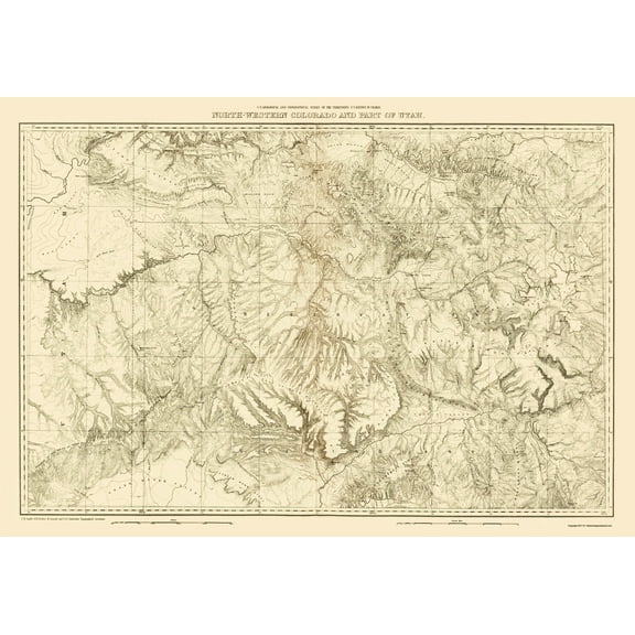 Topographical Map - Colorado North West Utah - USGS 1881 - Vintage Wall Art