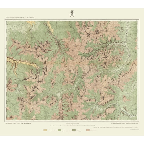 Topographical Map - Colorado Southwest Land Classification Sheet - US Army 1877 - 23 x 25.97 - Vintage Wall Art
