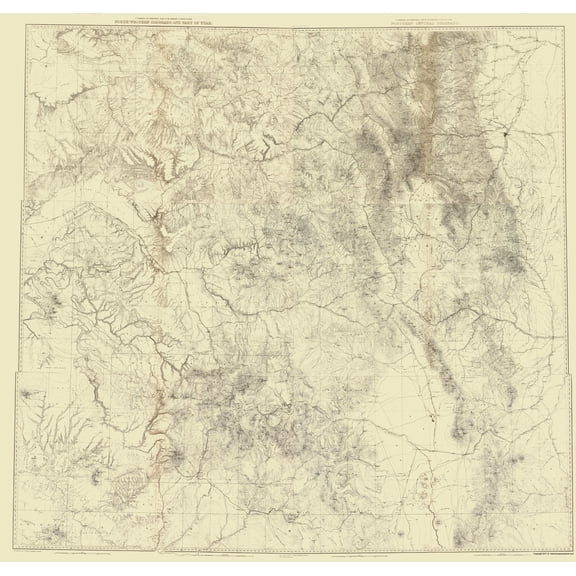 Topographical Map - Colorado Utah New Mexico - USGS 1881 - Vintage Wall Art