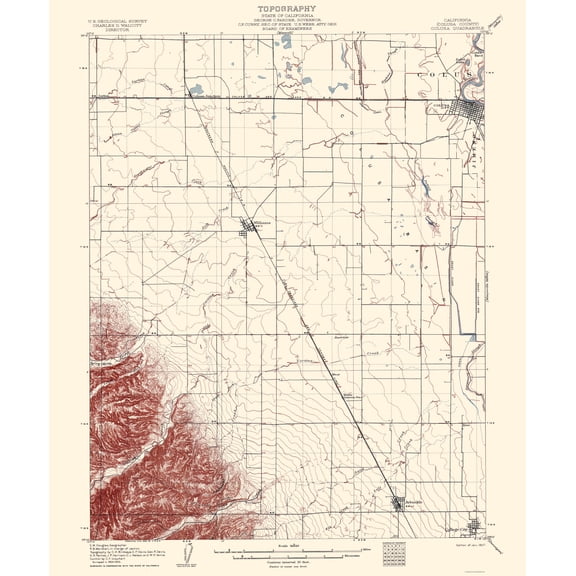 Topographical Map - Colusa California Quad - USGS 1907 - 23 x 27.75 - Vintage Wall Art
