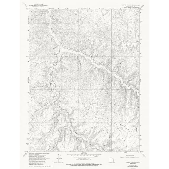 Topographical Map - Cooper Canyon Utah Quad - USGS 1966 - Vintage Wall Art