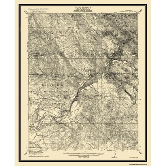 Topographical Map - Copperopolis California Quad - USGS 1916 - Vintage Wall Art