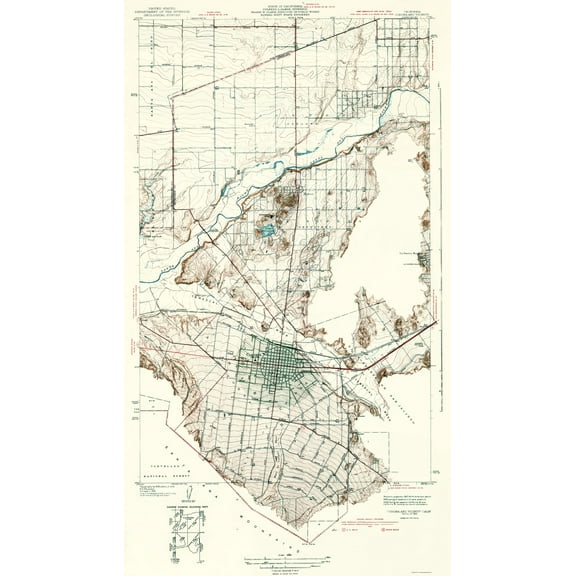 Topographical Map - Corona Vicinity California - USGS 1942 - 23 x 40.49 - Vintage Wall Art