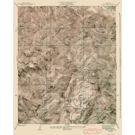 Topographical Map - Crystal Lake California Quad - Nessler 1941 - Vintage Wall Art