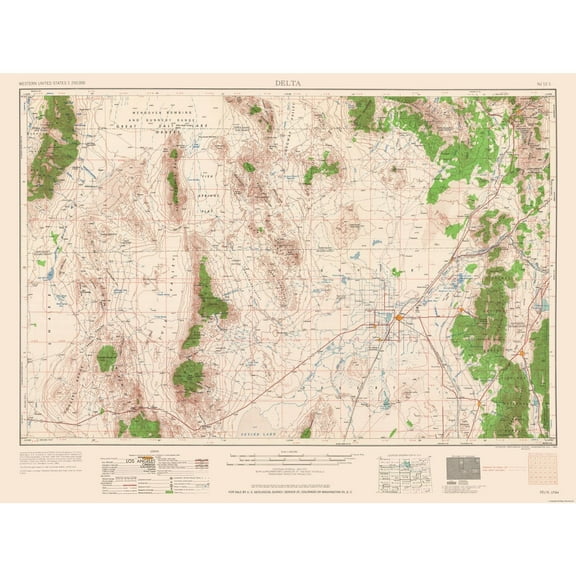 Topographical Map - Delta Colorado Quad - USGS 1962 - 30.82 x 23 - Vintage Wall Art