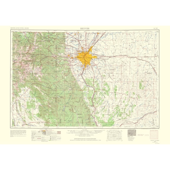 Topographical Map - Denver Colorado Sheet - USGS 1966 - Vintage Wall Art