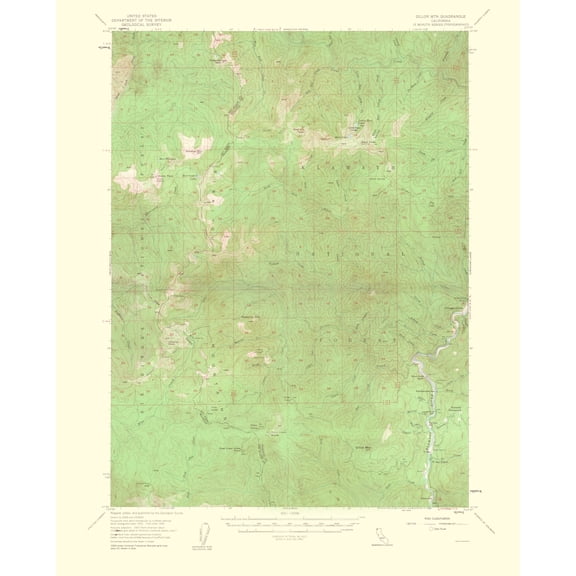 Topographical Map - Dillon Mountain California Quad - USGS 1963 - 23 x 28.50 - Vintage Wall Art